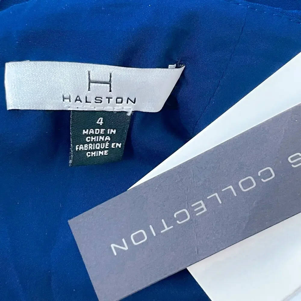 H by Halston Halter Pleated Sleeveless Cocktail Dress Navy Blue size 4 NWT